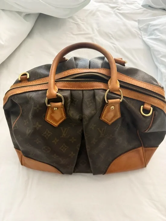LV Monogram Canvas Top-Handle Satchel in Dark Brown and Tan - Picture 2 of 6